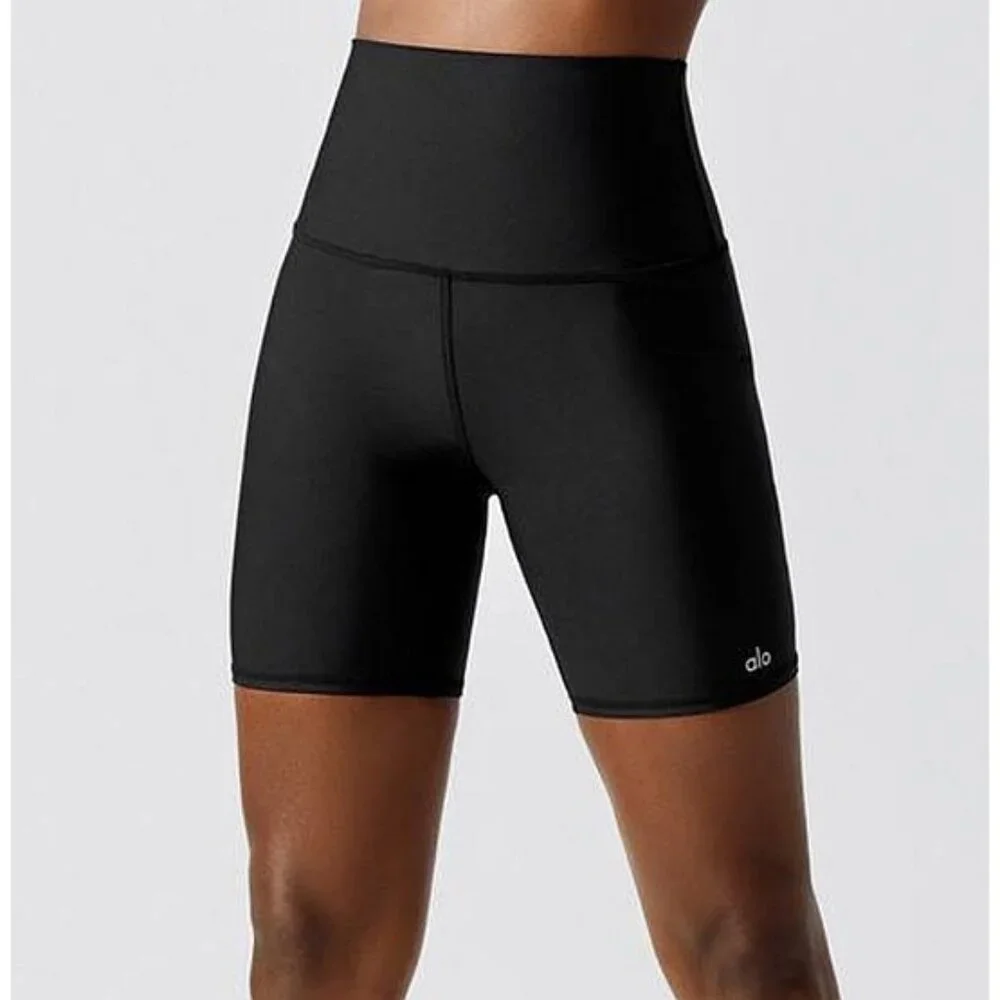 Alo Extreme High-Waist Airlift Biker Shorts Black Hi-Rise Bermuda Long Bike XS